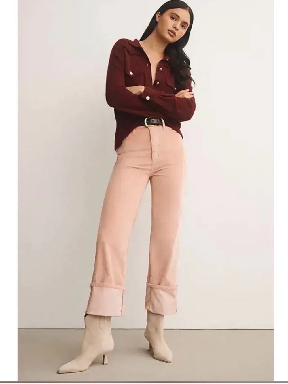 Anthropologie Pilcro Scotty Cuffed High-Rise Corduroy Straight Leg Pants